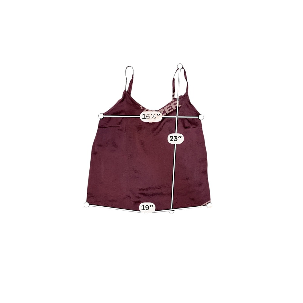 Adored by Adore Me Womens Burgundy Hammered Satin V-Neck Camisole Top Size M - Picture 7 of 8